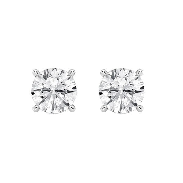 Lab Grown Round Diamond Stud Earrings 2.20 cttw 14K White Gold 4-Prong Setting