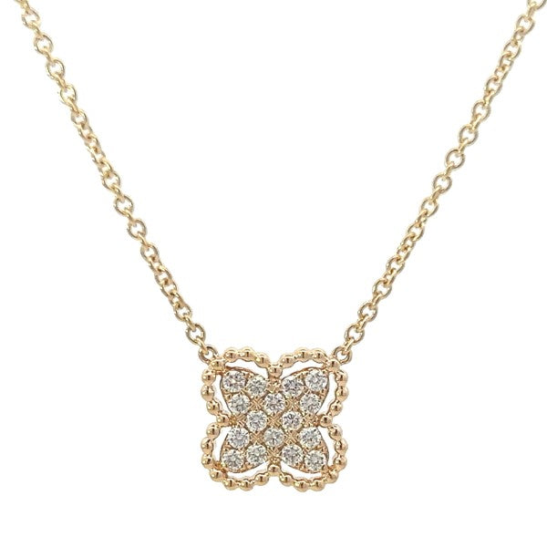 14K Yellow Gold Diamond Clover Necklace