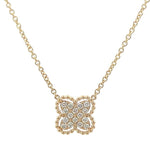 Load image into Gallery viewer, 14K Yellow Gold Diamond Clover Necklace