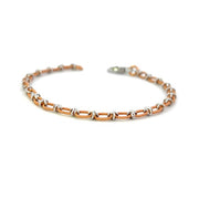 18K Two-Tone White and Rose Gold Textured Chain Bracelet