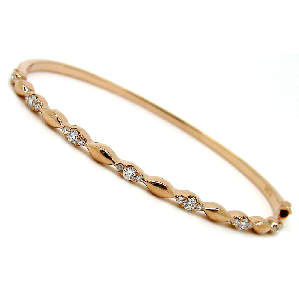 18K Rose Gold Diamond Bangle Bracelet