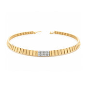 18K Yellow Gold Fluted Collar Necklace with Diamonds