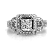 ESTATE 18K White Gold Vintage Princess Diamond Engagement Ring