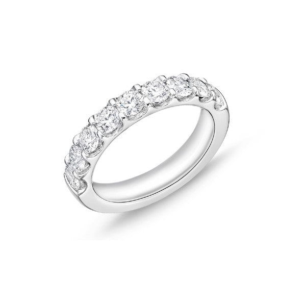 MEMOIRE 18K White Gold Odessa 9 Stone Diamond Anniversary or Wedding Band