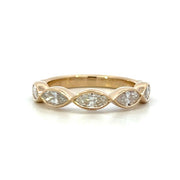14K Yellow Gold 5-Stone Bezel Set Marquise Diamond Band