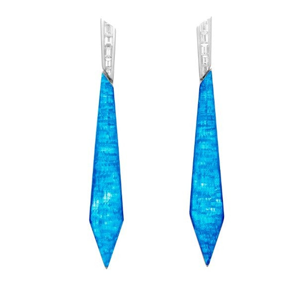 STEPHEN WEBSTER 18K White Gold CH2 Stiletto Earrings