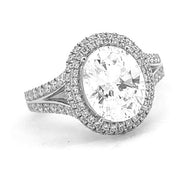18K White Gold Oval Halo Diamond Engagement Ring - Proposal Ready