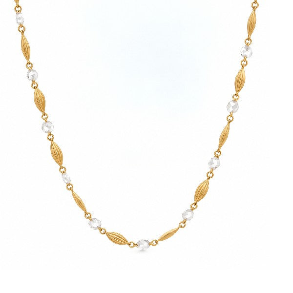 18K YELLOW GOLD ROSE CUT DIAMOND AND TEXTURED SPINDLE NECKLACE