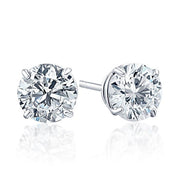 14K White Gold Natural Diamond Stud Earrings 3.00ctw