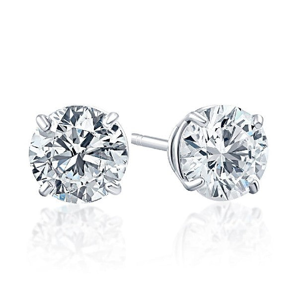 14K White Gold Natural Diamond Stud Earrings 3.00ctw