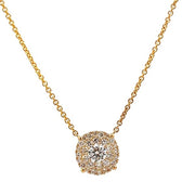 18K Yellow Gold Diamond Cluster Necklace