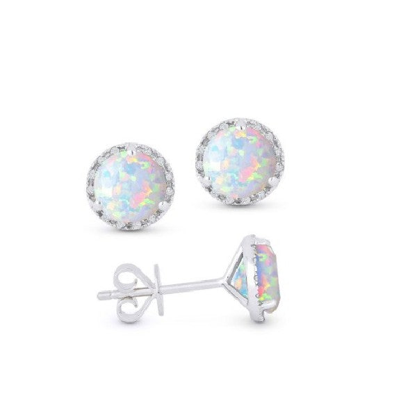 Opal and Diamond Halo Earrings