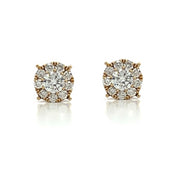 14K Yellow Gold Diamond Cluster Stud Earrings