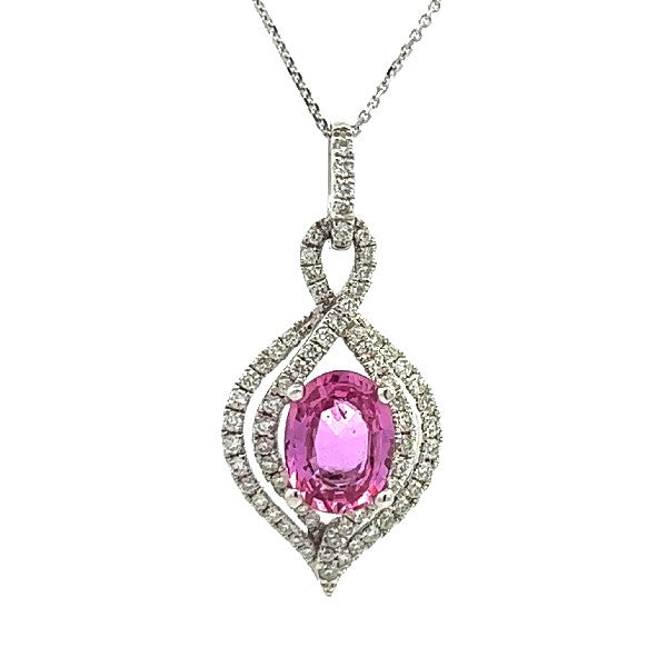 Pink Sapphire and Diamond Pendant