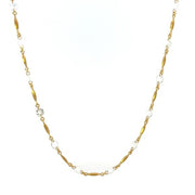 18K Yellow Gold Rose Cut Diamond and Bar Necklace