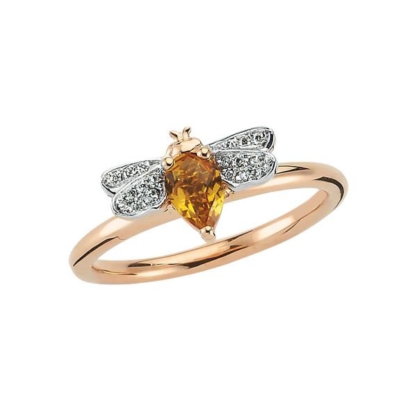 Honey Bee Diamond & Citrine Bee Ring