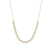 14K Yellow Gold Trio Cluster Diamond Demi Necklace 2.00cttw