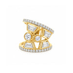 Load image into Gallery viewer, 18K Yellow Gold Asymetrical Geometric Diamond Ring