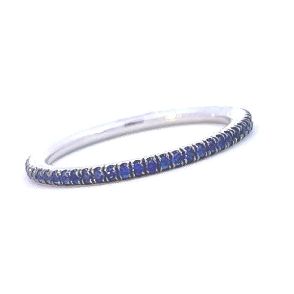 18K White Gold Blue Sapphire Stackable Eternity Ring