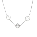 Load image into Gallery viewer, 14K White Gold Mother of Pearl Clover Necklace
