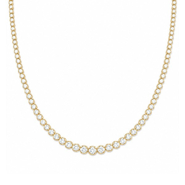 18K Yellow Gold Graduated Diamond Collar Tennis Necklace