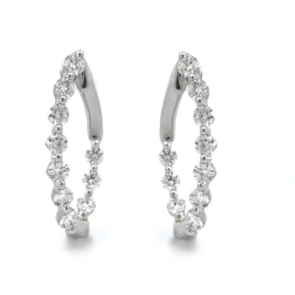 18K White Gold Diamond Inside-Out Curved Hoop Earrings