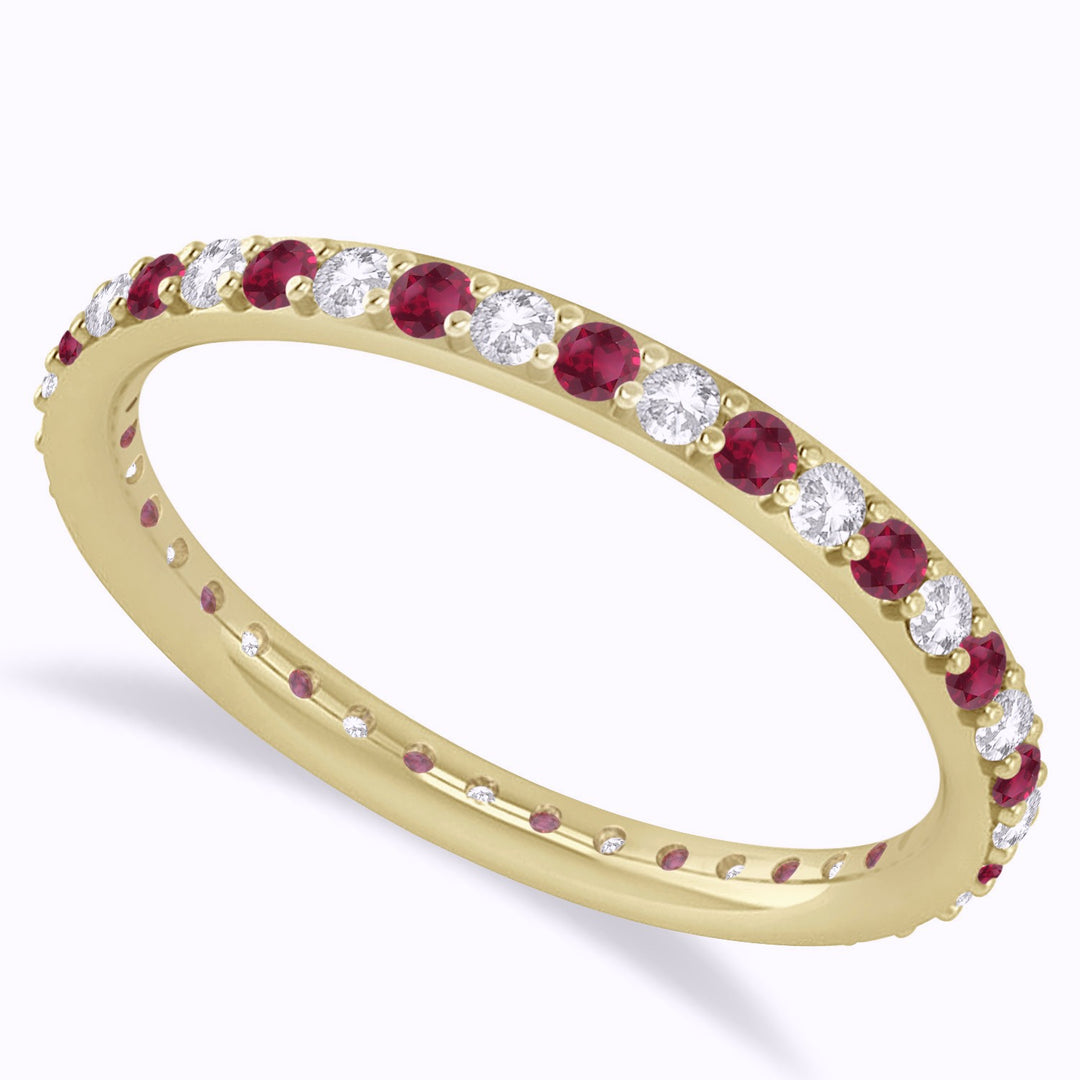 SPARK CREATIONS 18K Yellow Gold Ruby and Diamond Eternity Band