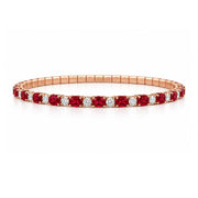 DEMEGLIO 18K Rose Gold Stretchable Ruby and Diamond Tennis Bracelet