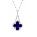 Load image into Gallery viewer, 14K White Gold Sapphire and Diamond Clover Necklace