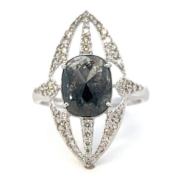 18K White Gold Art Deco Black Diamond Ring- FINAL SALE