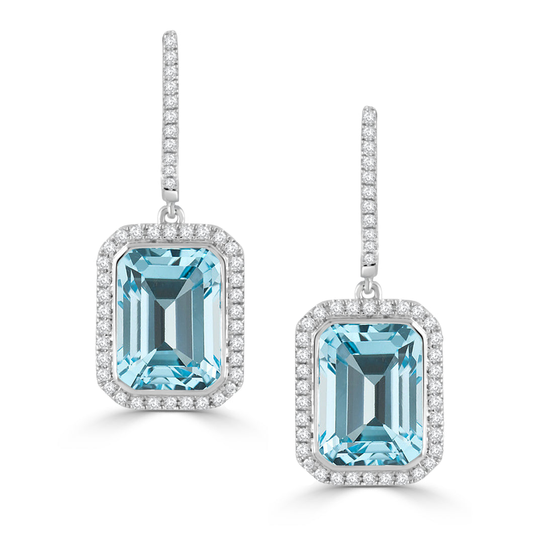 Blue Topaz and Diamond Earrings