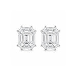 Load image into Gallery viewer, 18K White Gold Invisible Set Emerald Diamond Earrings