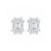 18K White Gold Invisible Set Emerald Diamond Earrings
