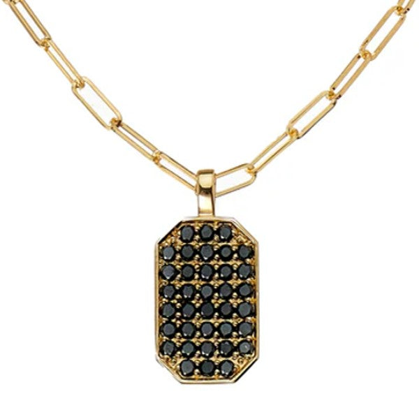 SETHI COUTURE 18K Yellow Gold P.S. Pavé Black Diamond Large Tag Charm