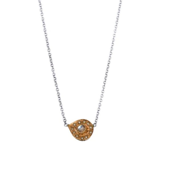 SETHI COUTURE 18K White & Rose Gold Plume Champagne Diamond Necklace