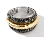 Load image into Gallery viewer, Classic Chain Hammered 18k Gold And Silver Layered Ring
