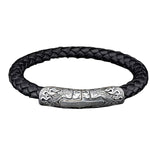Load image into Gallery viewer, WILLIAM HENRY Ramble On Sterling Silver Black Leather Bracelet  - Large
