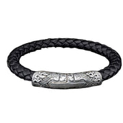 WILLIAM HENRY Ramble On Sterling Silver Black Leather Bracelet  - Large