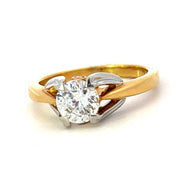 Platinum and 18K Yellow Gold Solitaire Diamond Engagement Ring