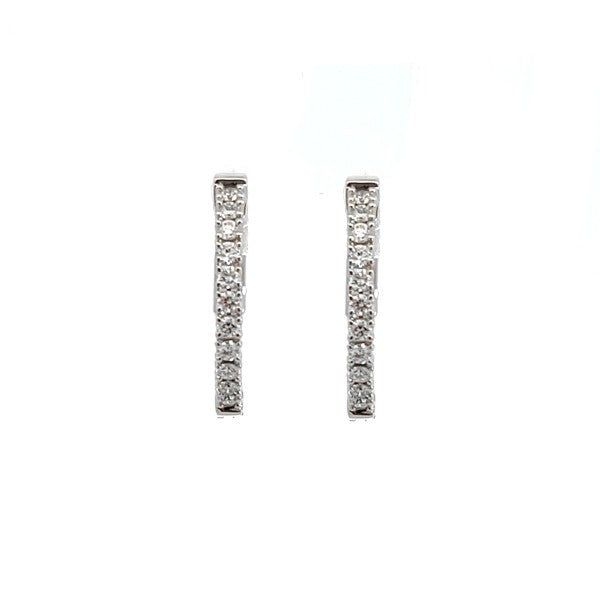 14K White Gold Diamond Inside-Out Round Hoop Earrings