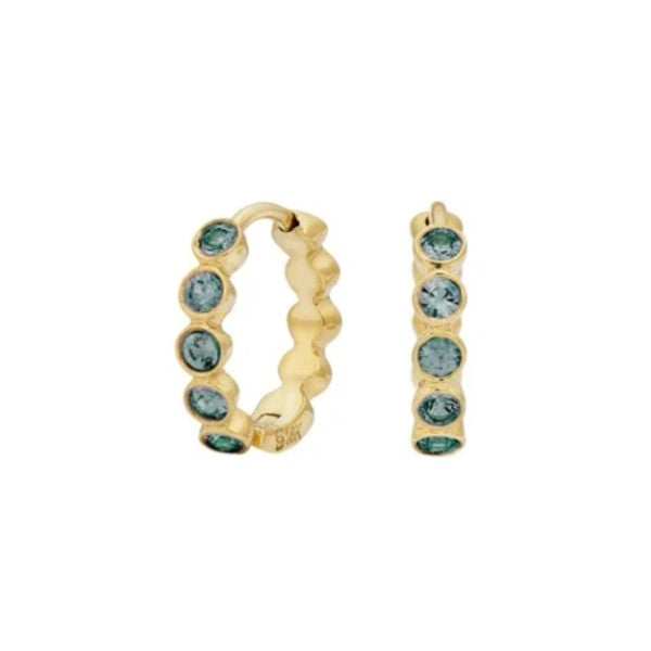 SETHI COUTURE 18K Yellow Gold Modern Bezel Green Sapphire Huggies