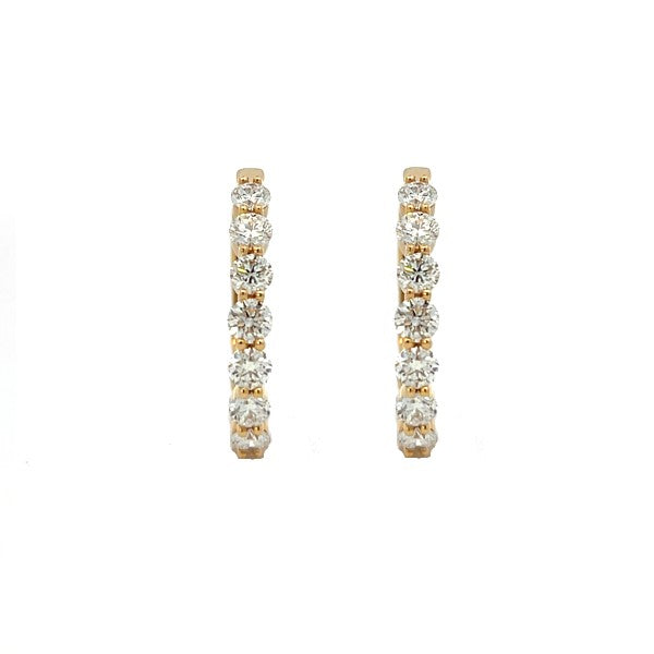 18K Yellow Gold Oval Inside/Out Diamond Hoop Earrings 2.08cttw