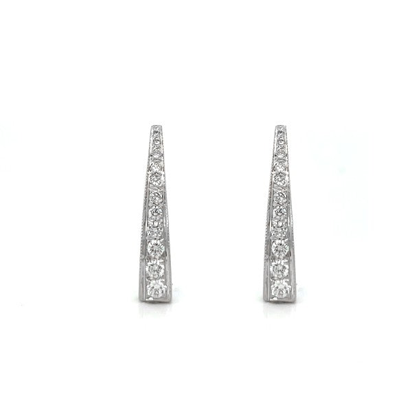 18K White Gold Tapered Diamond Earrings