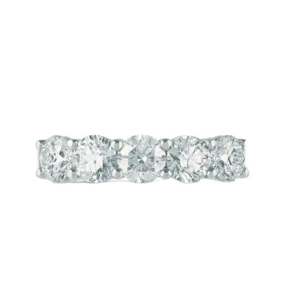 14K White Gold 5-Stone Wedding or Anniversary Band