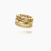 14K Yellow Gold 3-Row Single Earcuff