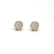 14K Yellow Gold Diamond Cluster Stud Earrings
