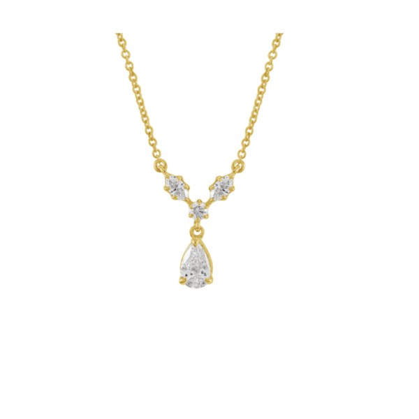 14K Yellow Gold Diamond Drop Necklace