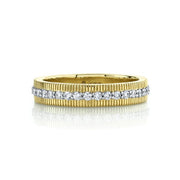 SLOANE STREET 18K Yellow Gold Diamond Band With Strie Edging