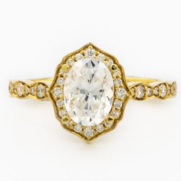 Vintage Inspired Diamond Halo Engagement Ring