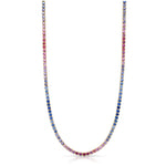 Load image into Gallery viewer, 14K Yellow Gold Blue and Pink Sapphire Tennis Necklace
